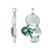 Sterling silver pendant with abalone and white shell oval inlays, handcrafted artisan jewelry